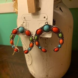 Western Squash Blossom Multi Color Earrings NEW